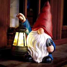Garden Gnomes Statues Outdoor Decor With Shovel Solar Gnome With Lantern LED Lights,Terrace Xmas Courtyard Lawn Patio Porch Decoration Birthday (Option: Gnome With Shovel)