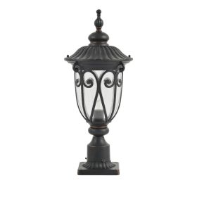 24in H 1-pack Vintage Black Outdoor Post Lantern - Waterproof Aluminum Lamp Post Light With Bubble Glass, Decorative Garden Pathway Lighting For (Option: Default)