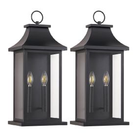 2-Pack Large Outdoor Wall Lights, 22IN Porch Light Outdoor Wall Sconce Lantern, Black Exterior Lighting Fixture Wall Mount, Outside Light For Hou (Option: Default)