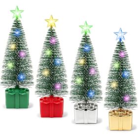 Mini Christmas Tree With Lights, 4 Pack Tabletop Christmas Tree With Lights For Christmas Decorations Indoor Xmas Holiday Party (Option: Green)