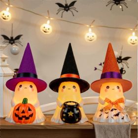 Halloween Decorations Indoor,3Pcs Cute Spooky Ceramic Ghost Halloween Decorations,Ghost Figurines with Hats - Adorable Tabletop Decor for Mantel, (Option: Multi)