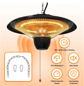 1500W Outdoor Hanging Patio Heater Ultra-Quiet Electric Heating Lamp (Option: Black)