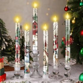 Aurelema 6 Pcs Christmas LED Flameless Candle Set Retro Vintage Santa Flameless Taper Candles With Battery Operated Snowman Celebration Candles W (Option: red)