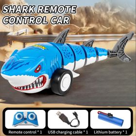Remote Control Shark Car Toys For Kids,2.4GHz RC Cars Simulation Shark With Cool Light, 360° Stunt Drift & Most Terrains,Outdoor Toys For Birthda (Option: Bluesingleelectric)