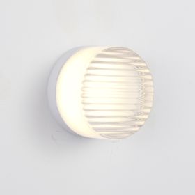 Minimalist Round Wall Light Modern Simple Design,Thick Glass Shade LED Fixture,Minimalist Round Wall Lamp For Bathroom Vanity, Bedroom Bedside, L (Option: White)