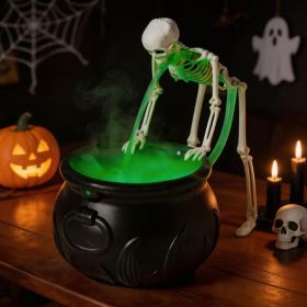 Zesua Halloween Decorations Indoor - Vintage Puking Skeleton Cauldron (Option: Black Green)
