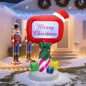 Christmas Inflatables Decorations Outdoor, 6FT Inflatable Xmas Mailbox With Built In LED Lights, Lighted Blow Up Letters To Santa Mail Box (Option: red)