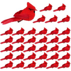 12 Pcs Cardinal Birds For Crafts, Mini Cardinal Clip On Christmas Tree Ornaments Artificial Red Birds Decorations For Wreaths Centerpieces DIY Cr (Option: 36PCS)