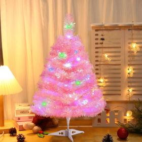 2FT Artificial Christmas Tree With Lights Lighted Pink Tabletop Christmas Tree With Plastic Stand Light Up Battery Operated Mini Xmas Tree For Pa (Option: Colorful)
