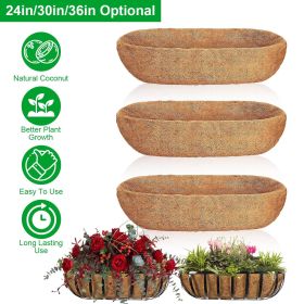 3Pcs 24in/30in/36in Trough Coco Liners For Planters Coconut Coir Planter for Window Box Hanging Trough Basket Half Moon Planter Liner Replacement For (Color: Yellow, size: 30in)