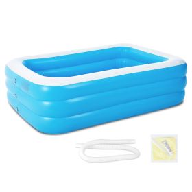 Inflatable Swimming Pools Family Swim Play Center Pool Blow up Kiddie Pool for Family Inflatable Lounge Pool for Kids Baby Adult Inflatable Water Ball (Color: Blue)