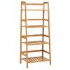 4-Tier Bamboo Plant Rack with Guardrails Stable and Space-Saving