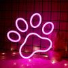 1Pc Dog Paw Print Neon Sign,LED Paw Print Neon Signs for Wall Decoration, USB Powered Dog Neon Lights with Dimmer Switch for Children's Bedroom
