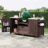 66.5" Outdoor Kitchen Island for Big Green Egg Grills, Solid Wood Outdoor Grill Cart for Tabletop Grill with Stainless Steel Top, Drawer