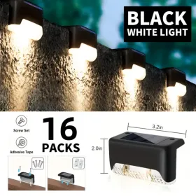 Solar Deck Lights Outdoor 16 Pack, Solar Step Lights Waterproof Led Solar Lights For Outdoor Stairs, Step , Fence, Yard, Patio, And Pathway(Warm (Option: 16PCSWhitelight)