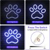 1Pc Dog Paw Print Neon Sign,LED Paw Print Neon Signs for Wall Decoration, USB Powered Dog Neon Lights with Dimmer Switch for Children's Bedroom