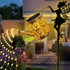 Outdoor Solar Watering Can with Lights Garden Decor Large Solar Powered Lanterns Hanging Waterproof LED Decorative Retro Metal Kettle String Lights fo
