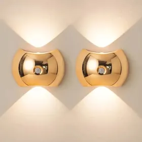 LED Modern Indoor Wall Light With Motion Sensor 3 Color Modes 2700K/4500K/6500K USB Rechargeable Magnetic Portable Wall Sconce For Living Room Be (Option: Golden2PCS)