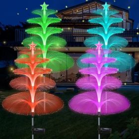 Solar Garden Lights, 4 Pack Solar Star Jellyfish Lights 7 Color Changing Fiber Optic Light Gardening Gifts For Mom Grandma Women, Flower Light Fo (Option: 4Pcs)