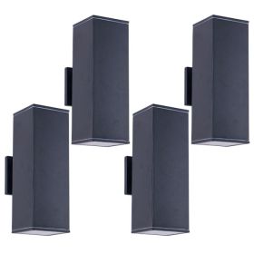 12in Outdoor Wall Lights 4 Packs,Modern Square Outdoor Porch Light,Square Cylinder Up Down Lights Aluminum Waterproof Wall Lighting Exterior Ligh (Option: Default)