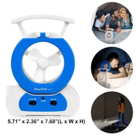 Desk Cooling Fan W/180°Adjustable LED Lamp Baby Stroller Fan Emergency Flashlight Torch (Option: Blue)