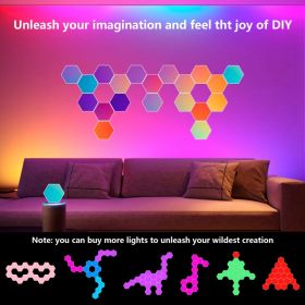 Hexagonal LED Lights-20 Sets Of Intelligent APP RGB Game Lights, With Remote Control And Music Synchronization. Honeycomb Shaped Hexagonal Lights (Option: Default)