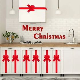 8 Pcs Christmas Cabinet Ribbons Bows For Kitchen 78.8 Inch Red Large Christmas Door Ribbon Cabinet Bows For Gifts Xmas Tree Home Wall Furniture P (Option: red)